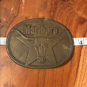 Marlboro Brass-Tone Longhorn Star Belt Buckle